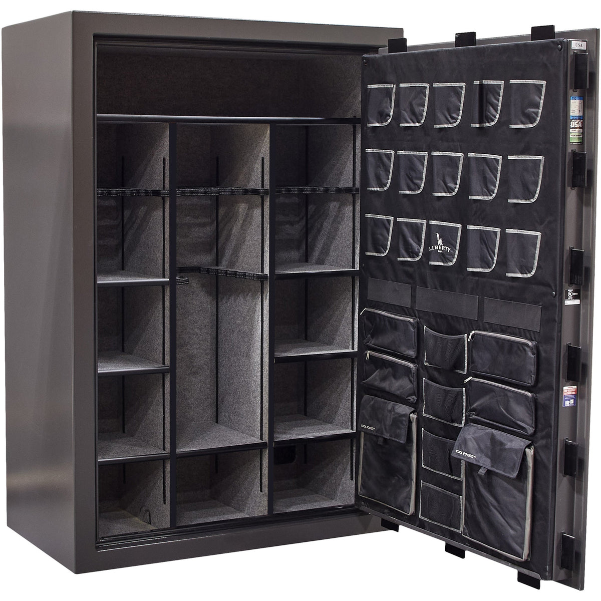Collector T | Level 5 Security | 110 Minute Fire Protection | Dimensions: 72”(H) x 50”(W) x 27.5&quot;(D) | Gray Marble Electronic Lock - Closed  Door