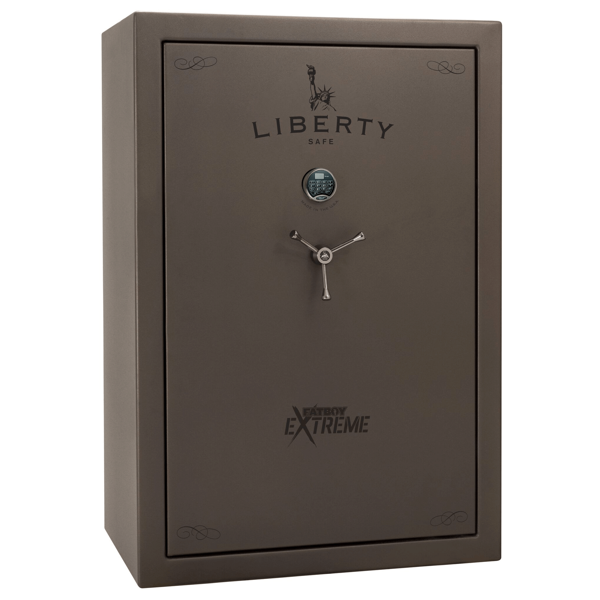 Fatboy | Extreme 6-in-One Flex Interior | Level 5 Security | 110 Minute Fire Protection | Dimensions: 60.5"(H) x 42"(W) x 27.5"(D) | Up to 60 Long Guns | Bronze Textured | Electronic Lock - Closed