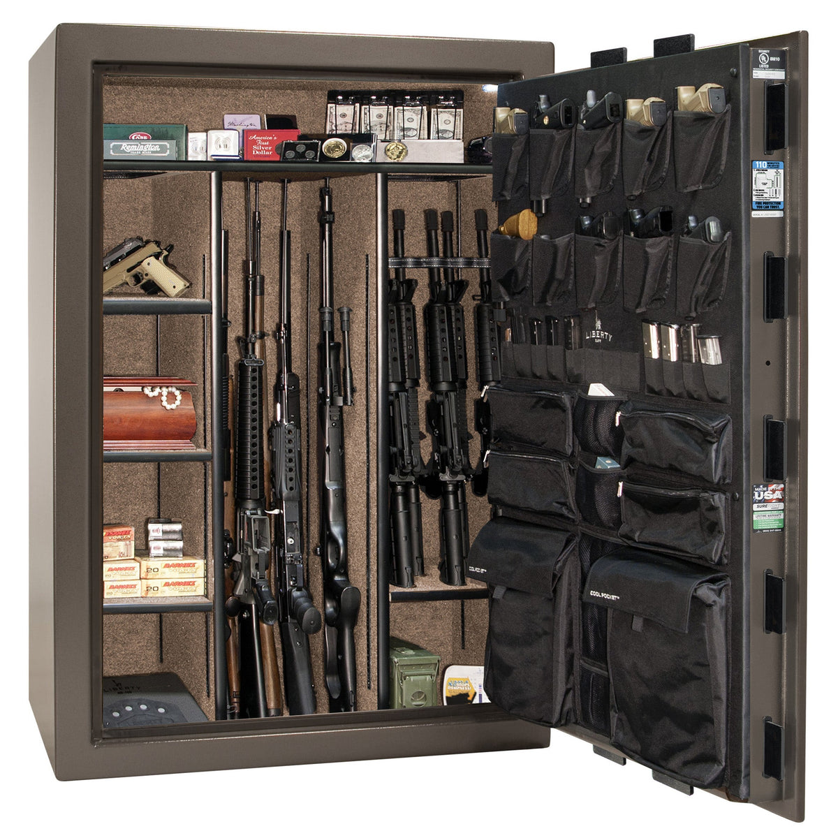 Fatboy Series | 64XT | Level 5 Security | 110 Minute Fire Protection | Dimensions: 60.5&quot;(H) x 42&quot;(W) x 27.5&quot;(D) | Up to 60 Long Guns | Bronze Textured | Electronic Lock