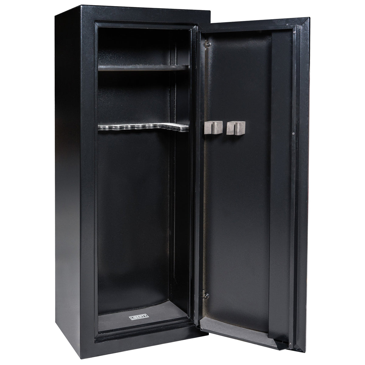Gun Cabinet 14 | Dimensions: 59&quot;(H) x 24&quot;(W) x 16&quot;(D*) | Textured Black - Open