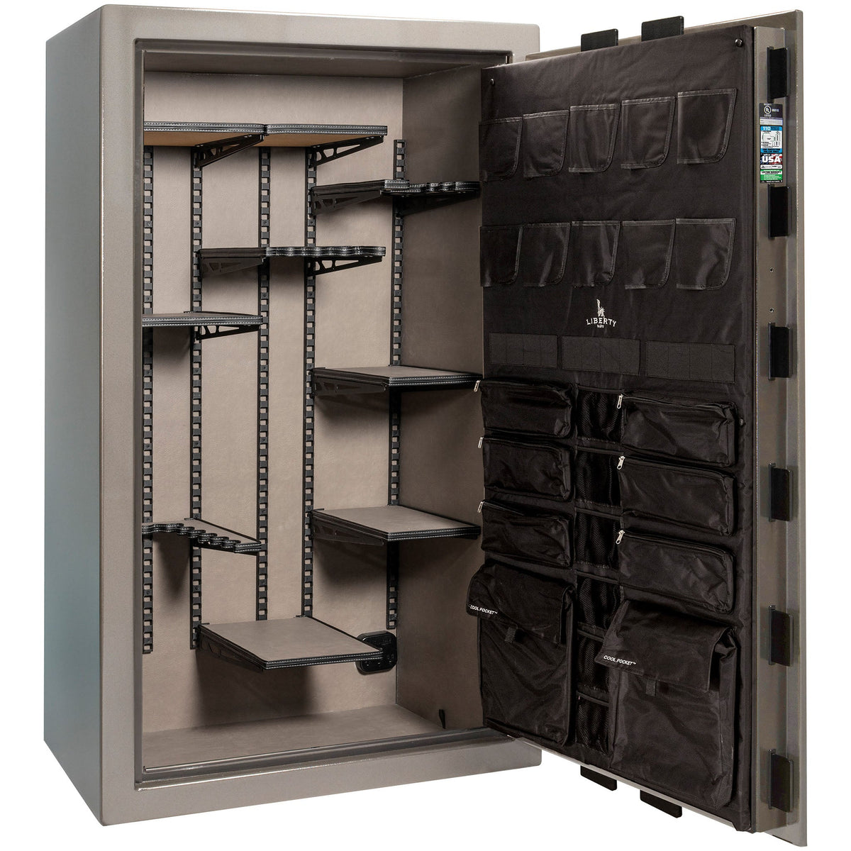 Franklin Series | Level 5 Security | 110 Minute Fire Protection | 50 | DIMENSIONS: 72.5&quot;(H) X 42&quot;(W) X 27.5&quot;(D*) | Gray Gloss | ProFlex Modular Shelving - Open Door Empty